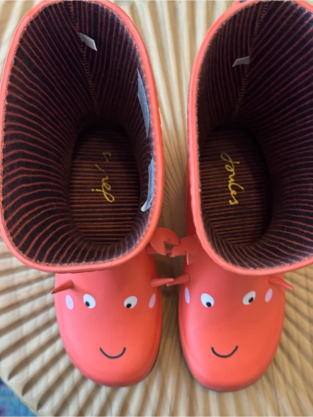 Joules Boy's Rain Boot Crab Size 13 Orange Unisex